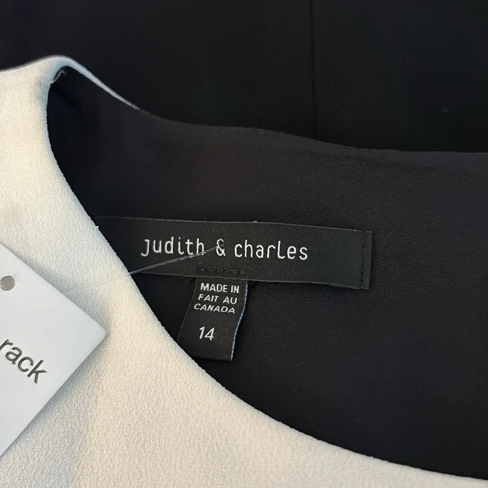 NWT Judith & Charles Black and White beautiful Sleeveless Massena two tone Dress